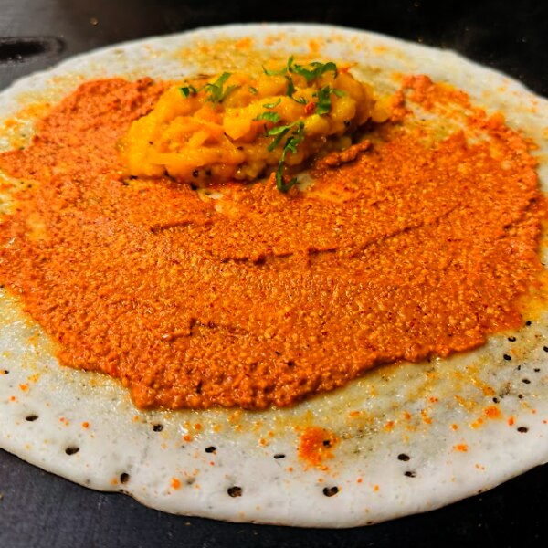 Mysore masala dosa fresh off the griddle at Bengaluru Cafe